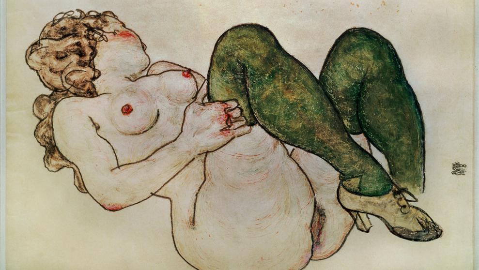 El cuadro de Egon Schiele ‘Desnudo con medias verdes’, de 1918 (Erich Lessing / Album)